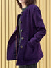 Purple Button Front Collarless Mid-length Bouclè Jacket