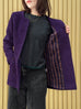 Purple Button Front Collarless Mid-length Bouclè Jacket