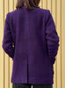 Purple Button Front Collarless Mid-length Bouclè Jacket