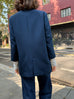 Midnight Navy Patch Pocket Open Front Longline Blazer