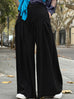 Black Origami Pleated Front Wide-Leg Dress Trousers