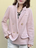 Soft Pink Pocket Detail Double Breasted Cashmere Woollen Blazer