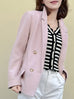 Soft Pink Pocket Detail Double Breasted Cashmere Woollen Blazer