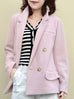 Soft Pink Pocket Detail Double Breasted Cashmere Woollen Blazer