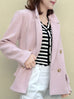 Soft Pink Pocket Detail Double Breasted Cashmere Woollen Blazer