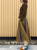 Chestnut Stripes Side Pockets Organza Midi High/ Low Skirt