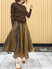 Chestnut Stripes Side Pockets Organza Midi High/ Low Skirt