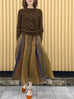 Chestnut Stripes Side Pockets Organza Midi High/ Low Skirt