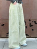 Misty Green Cotton Blend Corduroy Wide-Leg Trousers