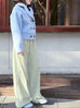 Misty Green Cotton Blend Corduroy Wide-Leg Trousers