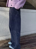 Mystic Navy Cotton Blend Corduroy Wide-Leg Trousers