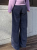 Mystic Navy Cotton Blend Corduroy Wide-Leg Trousers