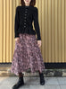 Black Pure Wool Ruffle Hem Pearly Buttons Lightweight Coat