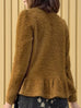 Mustard Yellow Mohair Ruffle Hem Pearly Buttons Lightweight Coat