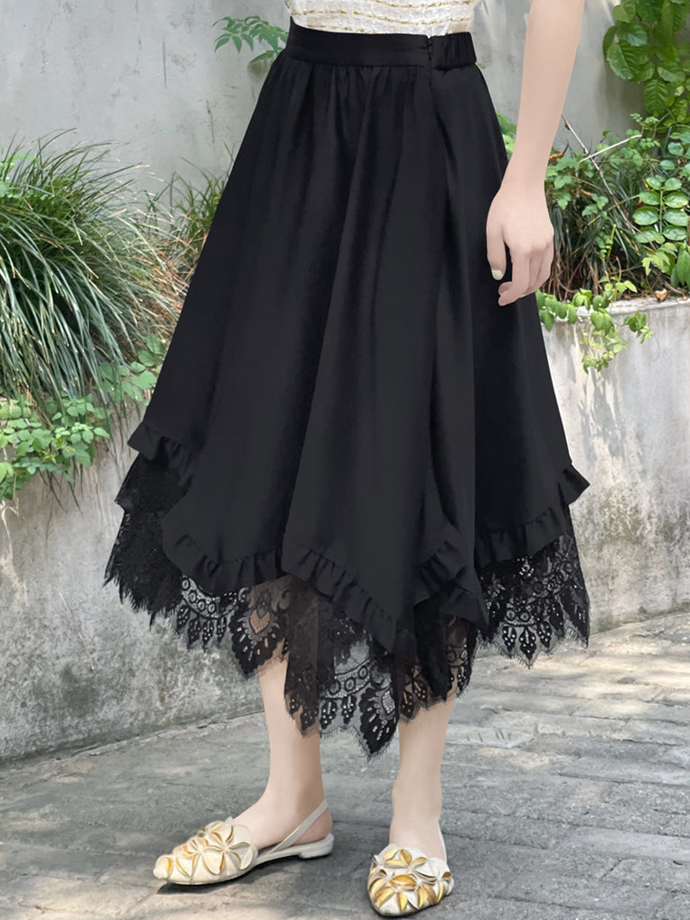 Jayde Black Lace Trim Maxi Skirt – Beginning Boutique US